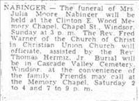 Nabinger, Julia (Moore) - Funeral Notice